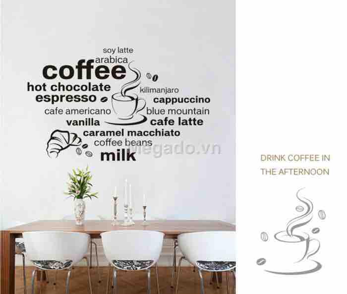 Decal tranh dán tường coffee