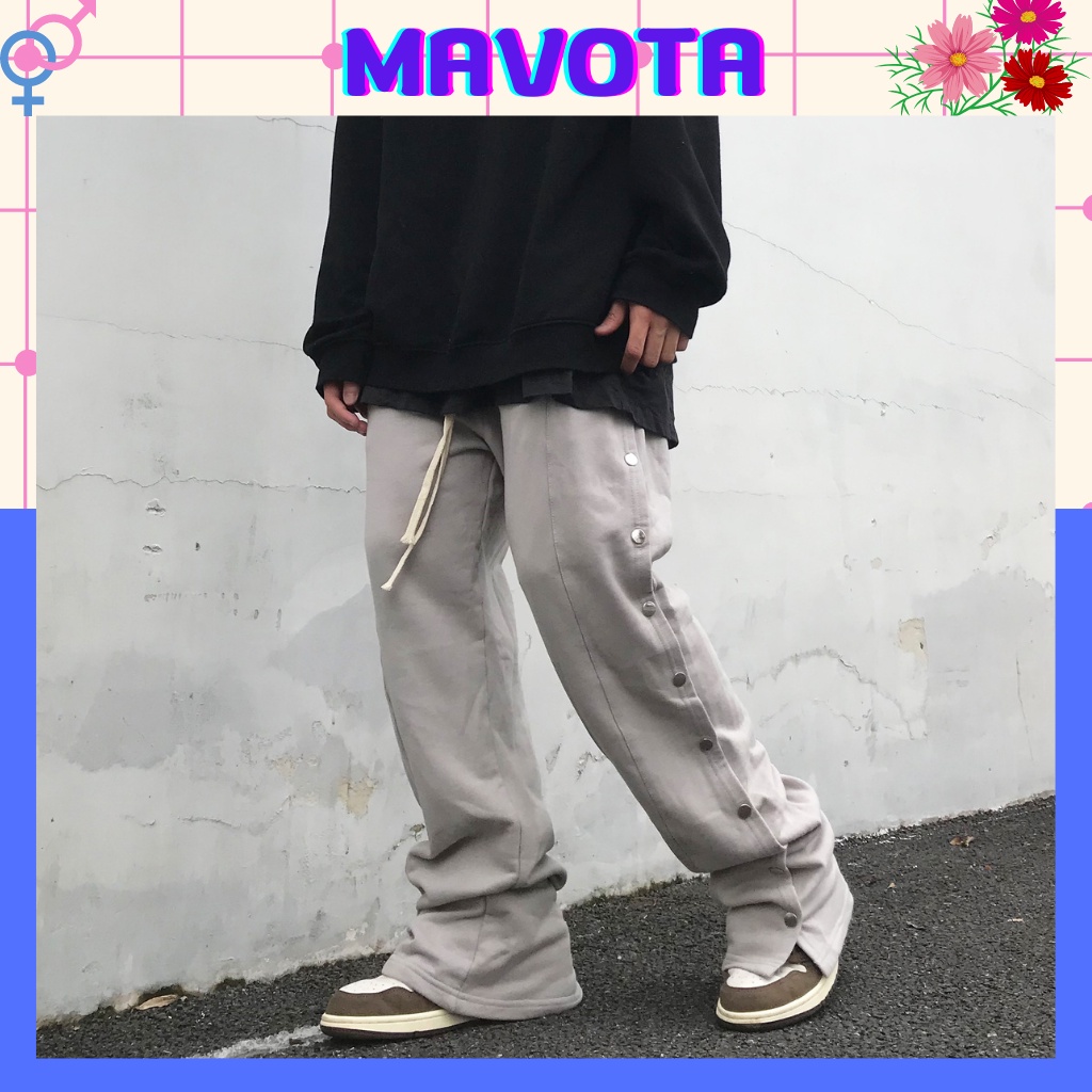 Quần thun ống rộng Mavota quần ống suông nam khuy nút trơn QK006