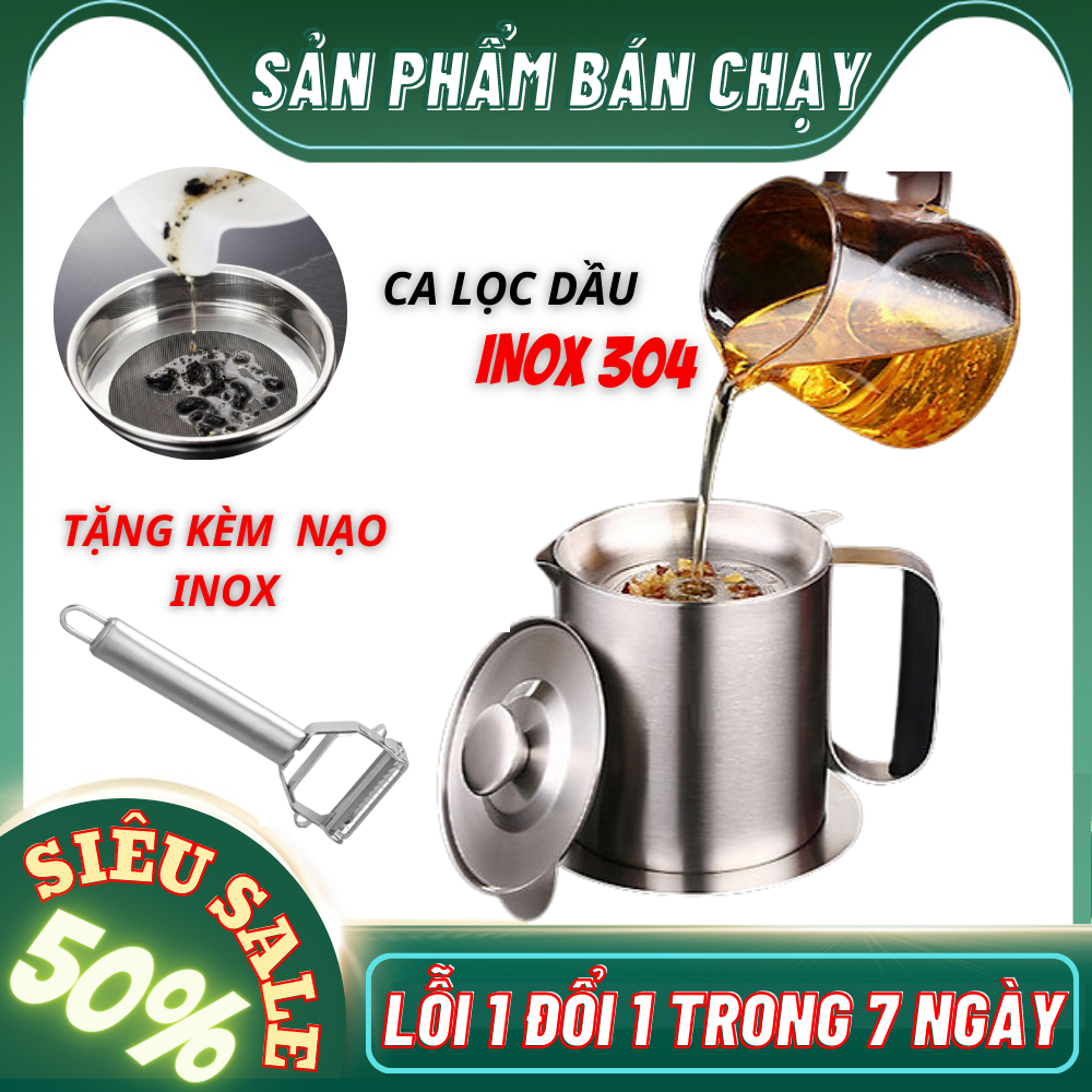 [ TẶNG DỤNG CỤ NẠO CỦ QUẢ INOX] CA LỌC DẦU ĂN DỄ DÀNG TIẾT KIỆM DẦU ĐÃ QUA SỬ DỤNG