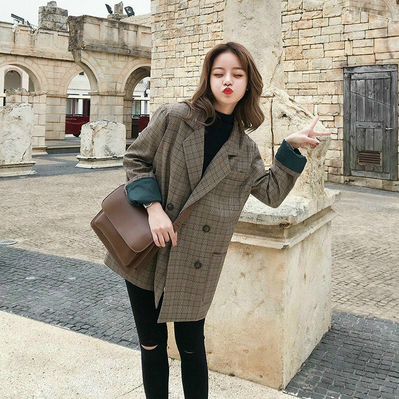Áo Blazer Hàn Quốc - Áo Vest Nữ 2 Lớp Kẻ Caro Kiểu Dáng Basic Dễ Mặc Dễ Phối Đồ [Siêu Phẩm]