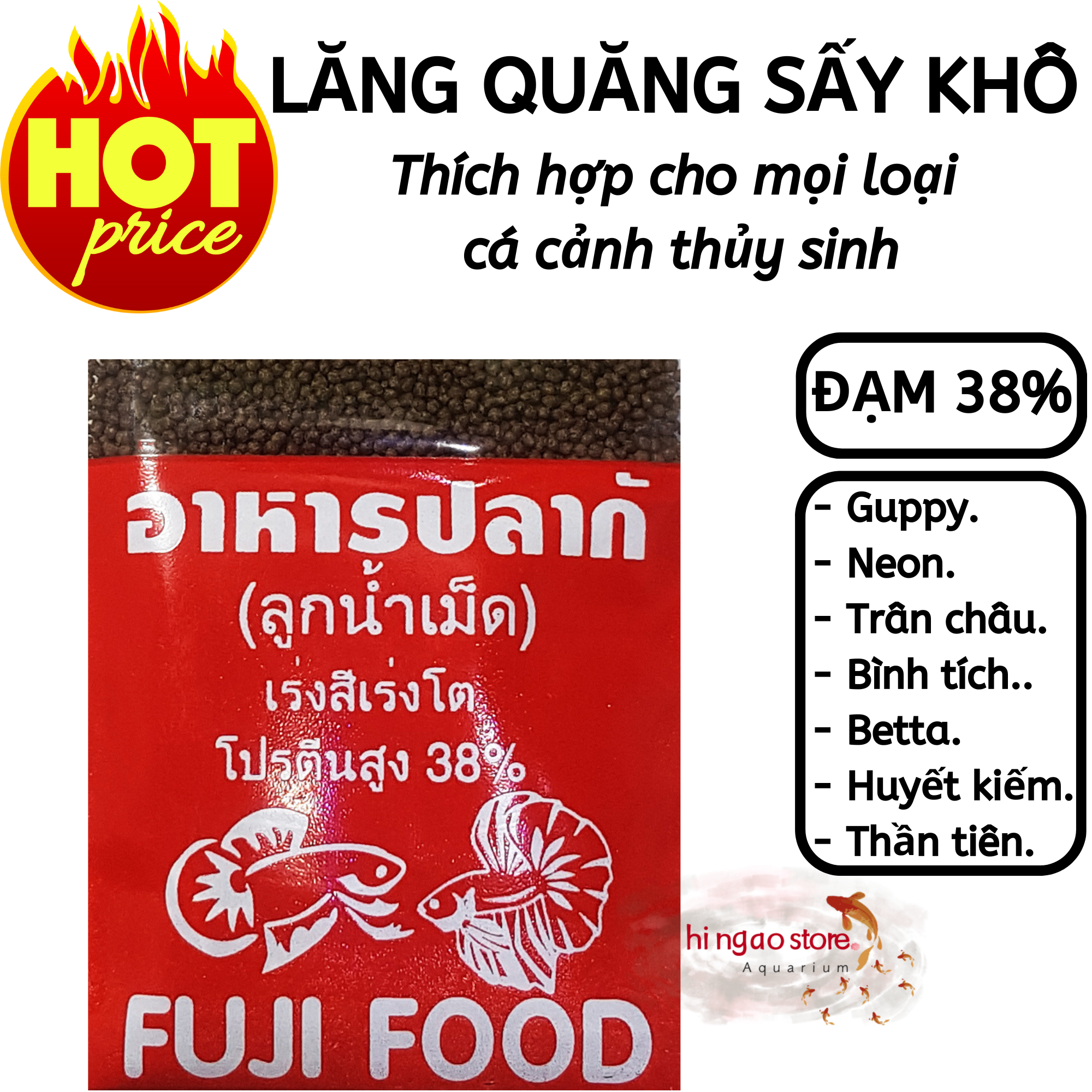 Lăng quăng sấy khô FUJI FOOD - Thức ăn cá 7 màu, cá betta, cá thủy sinh | Hingaostore.