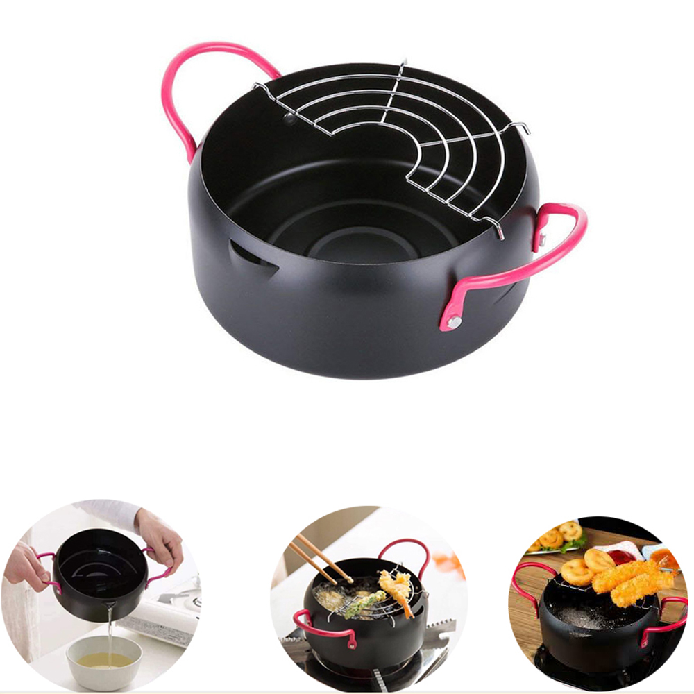 Nồi chiên lọc dầu dùng bếp ga bếp từ bếp hồng ngoại - kèm khay hứng bộ nồi chiên lọc dầu chống dính bộ nồi chiên đa kích cỡ nồi chiên chống dính dụng cụ nấu ăn hiện đại.