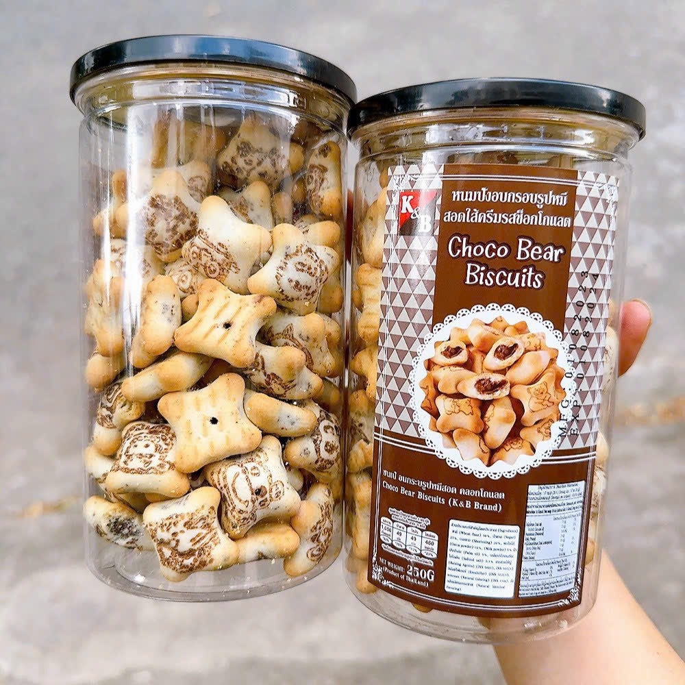 Bánh gấu nhân socola Thái Lan 250g - Bánh quy gấu Choco Bear Biscuits