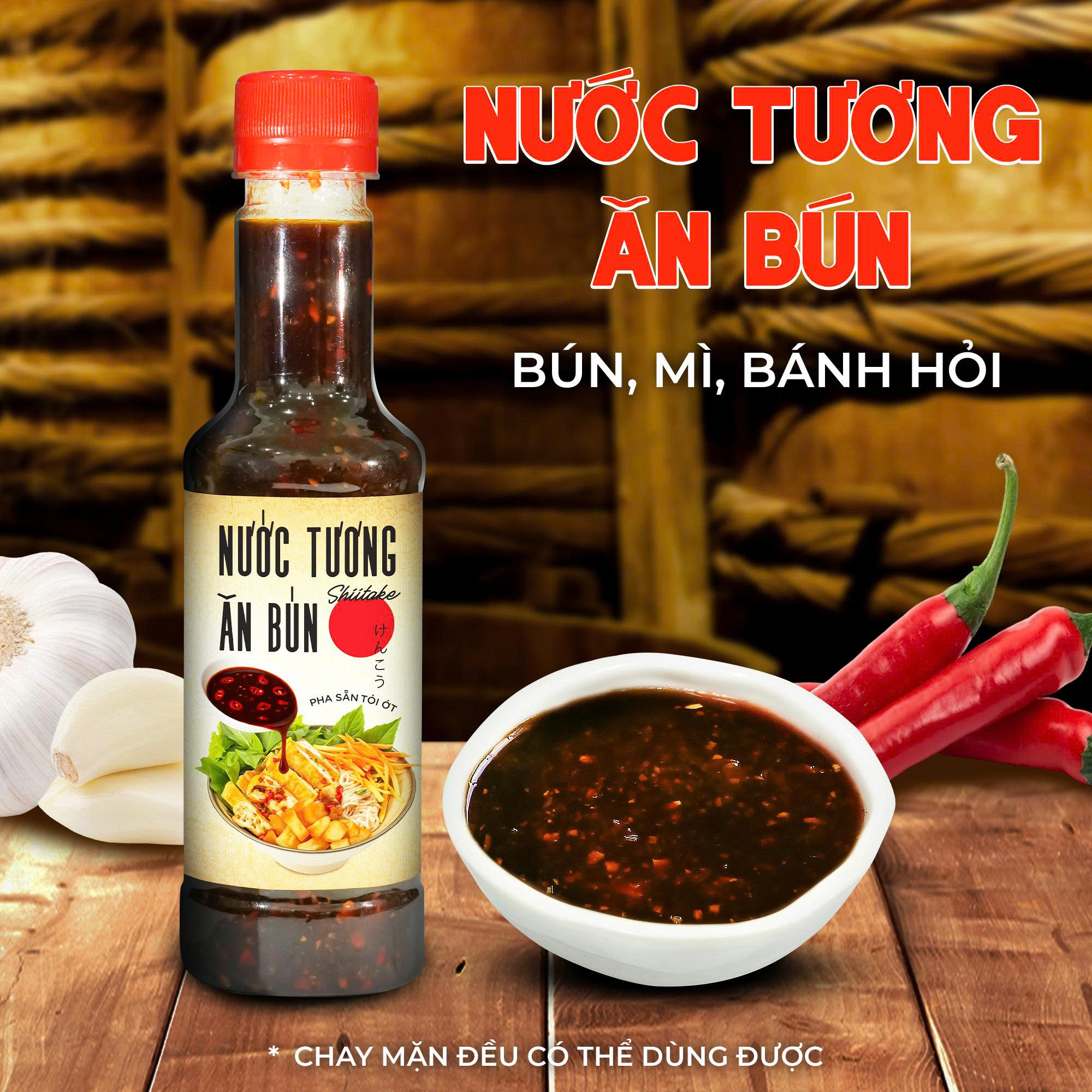 Nước Tương Ăn Bún Shiitake Pha Sẵn Tỏi Ớt Ăn Liền 270g Ăn Bún Rất Ngon - Nguyên Liệu Tươi Thơm Ngon Đặc Biệt Làng Chài Xưa