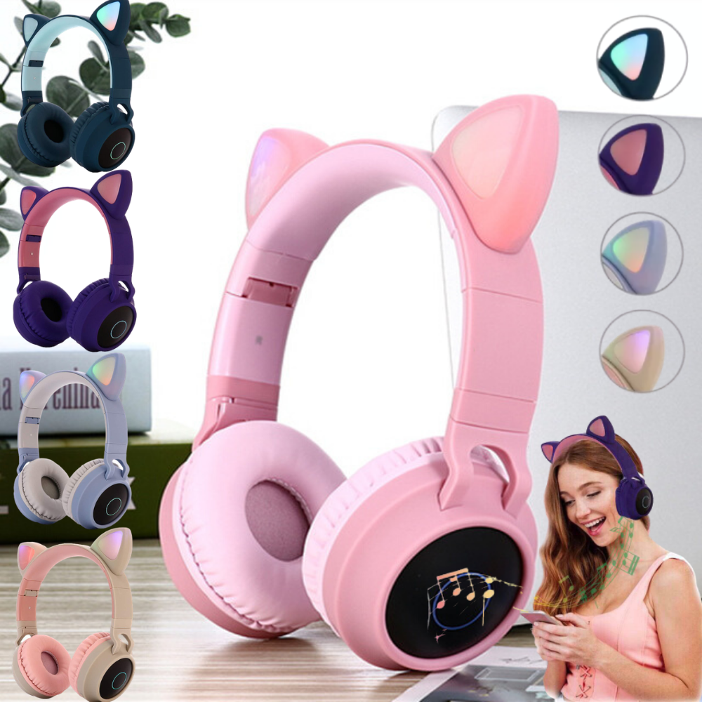 TAI NGHE GAMING MÈO SIÊU DỄ THƯƠNG - TAI NGHE KHÔNG DÂY BLUETOOTH 5.0 Tai Nghe Hifi Không Dây Âm Nhạc Tai Nghe Âm Thanh Nổi Bass , Âm Thanh Vòm 3D Cực Phiêu, Đèn LED 3 Chế Độ - Kiểu dáng dễ thương dành cho các bạn nữ