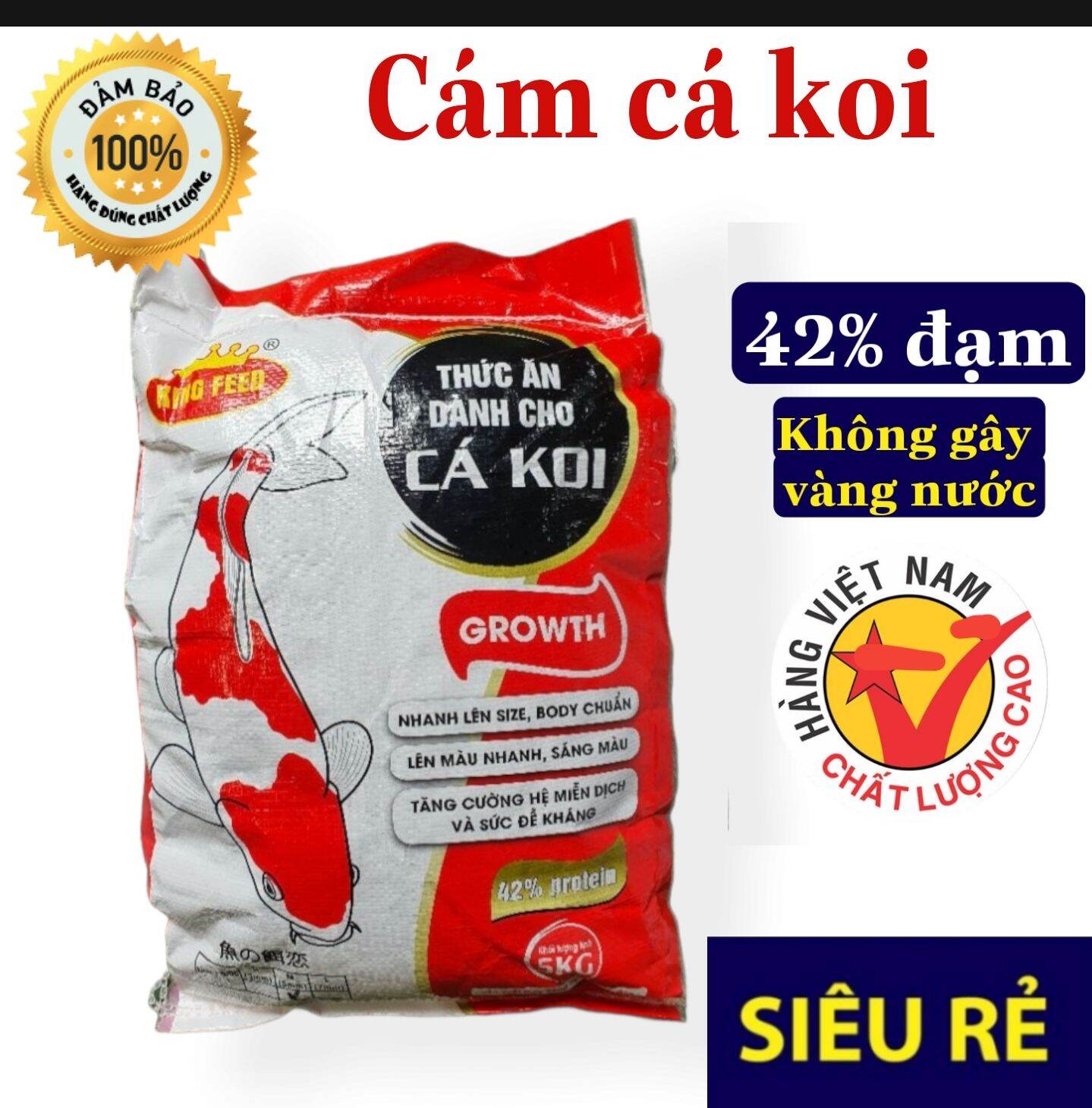 Cám king feed 2kg ,thức ăn cá koi, cám cá koi king feed 5mm - vật liệu lọc