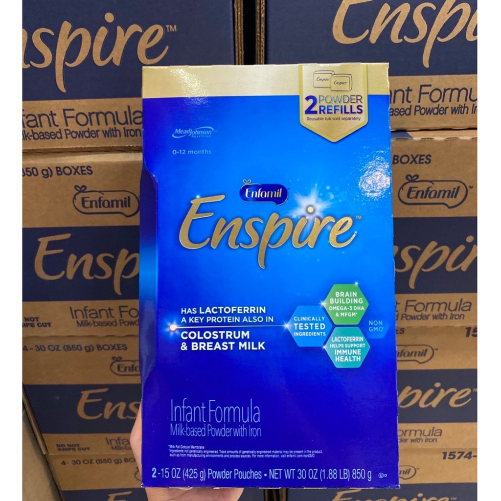 Sữa bột enfamil enspire infant formuala mỹ cho trẻ 0-12 tháng hộp giấy 850g