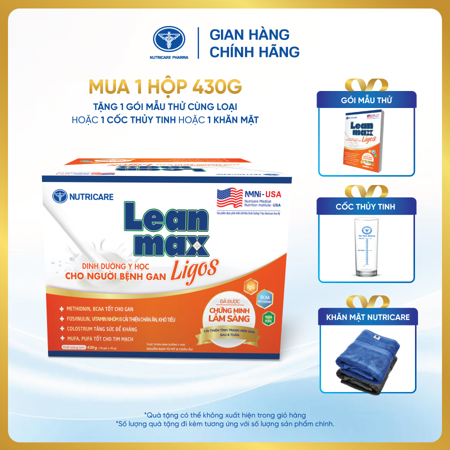 Hộp sữa Leanmax Ligos 430g - Dinh dưỡng y học cho bệnh nhân gan