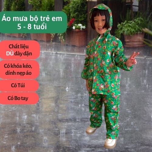 Áo mưa cho bé, bộ đi mưa chống thấm nước yên tâm cho bé đi mưa