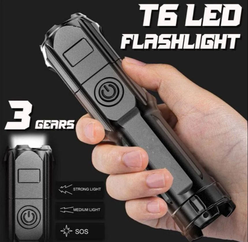 Đèn pin siêu sáng 500m , nhiều chế độ sáng , chỉnh tiêu cự xa gần !