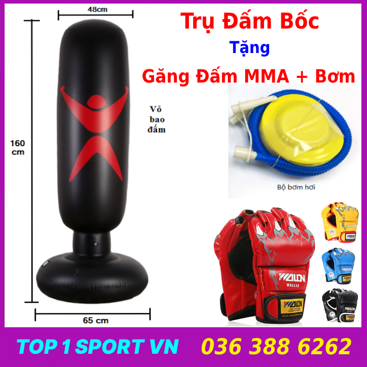 Vỏ bao cát đấm bốc phiên bản 5.0 dành cho bé - Tặng kèm găng tay đấm bốc boxing mma + bơm hơi + keo + miếng dán dự phòng