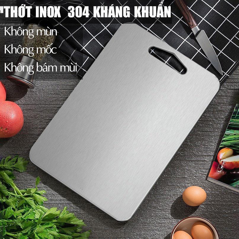 Thớt inox 304 KHÁNG CHỐNG KHUẨN KHÔNG MÙI, Thớt inox KHÁNG KHUẨN SIZE TO 34CM dày - HÀNG CHẤT LƯỢNG CAO