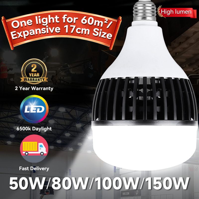 Bóng Đèn LED 50W/80W/100W/150W Đèn Xưởng Công Suất Cao E27 Siêu Sáng Đèn Trong Nhà Xưởng Đèn Sân Vườn
