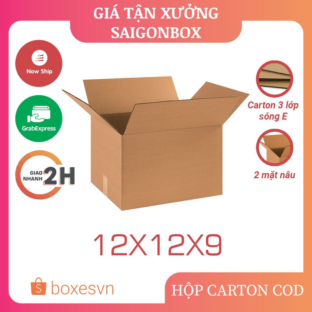 [GIÁ TẬN XƯỞNG] Combo 50 hộp giấy carton size 12x12x9 cm để đóng gói hàng hóa