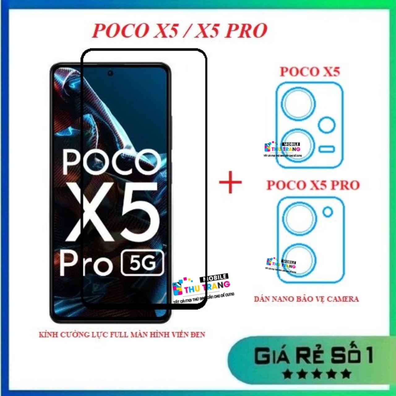 Poco X3 NFC/ Poco X3 Pro Poco X5 X5 Pro - Combo Kính cường lực full màn hình + dán bảo vệ camera chống xước chống bụi bẩn