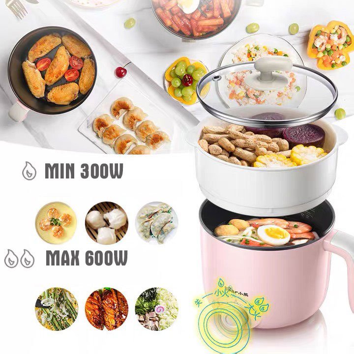 Nồi điện hầm cháo, nấu mỳ, nồi lẩu mini đa năng BEAR DRG-C12K1, công suất 600W - BH chính hãng 6 tháng-Không Xửng hấp