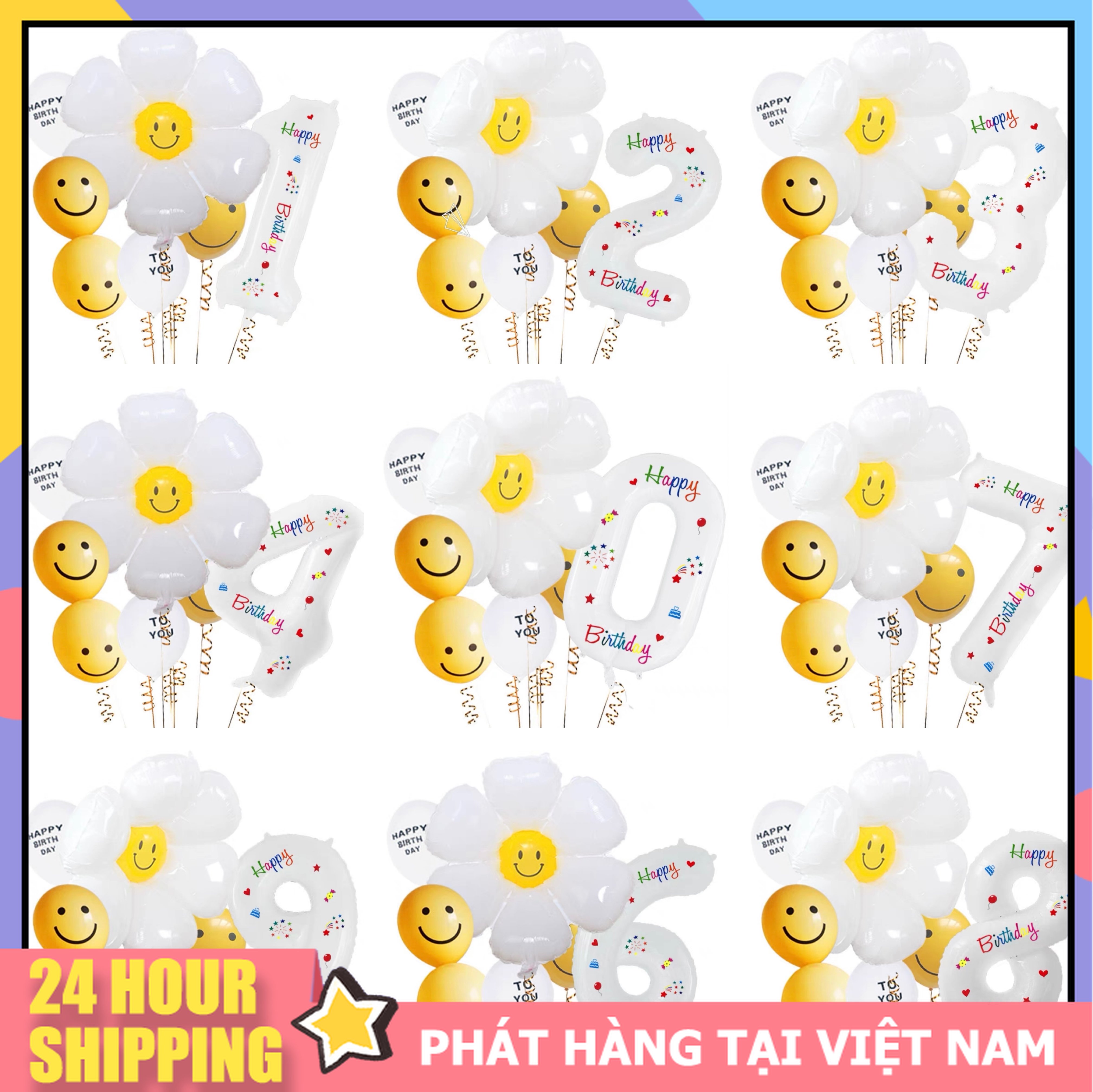 Bong bóng lá nhôm hình số từ 0-9 32inch trang trí tiệc sinh nhật tùy chọn trang trí sinh nhật bong bóng trang trí sinh nhật