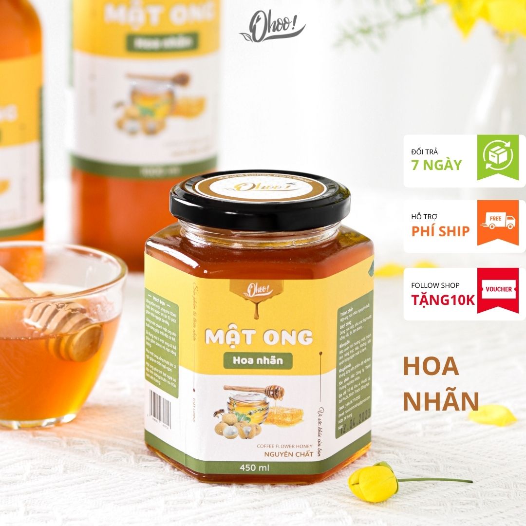Mật ong hoa nhãn nguyên chất ohoo, 100ml - 450ml - 500ml - 1000ml