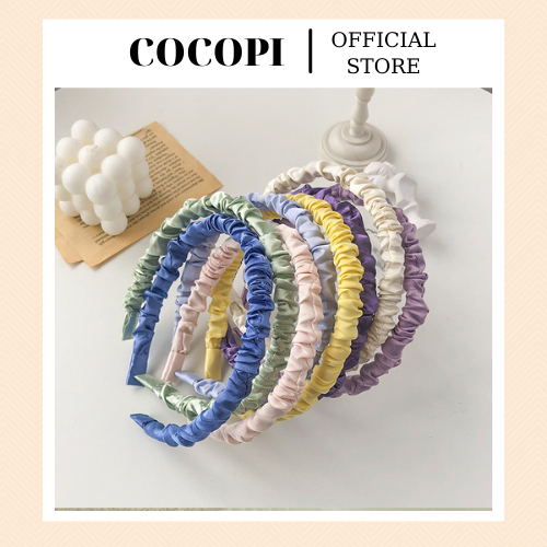 Bờm tóc, băng đô cài tóc lụa nhún sắc màu Cocopi.accessories KT007