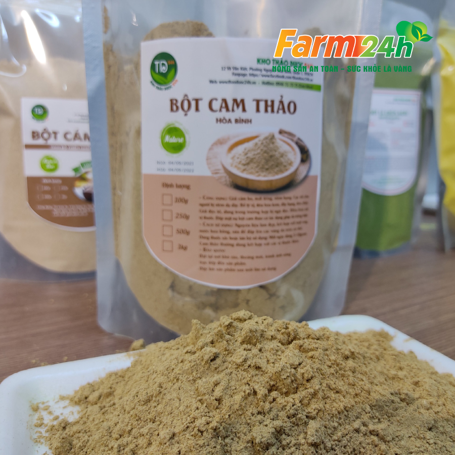 Bột cam thảo nguyên chất làm đẹp da, giúp da mịn màng, làm mờ thâm nám, giảm mụn, 100% thiên nhiên | Farm24h