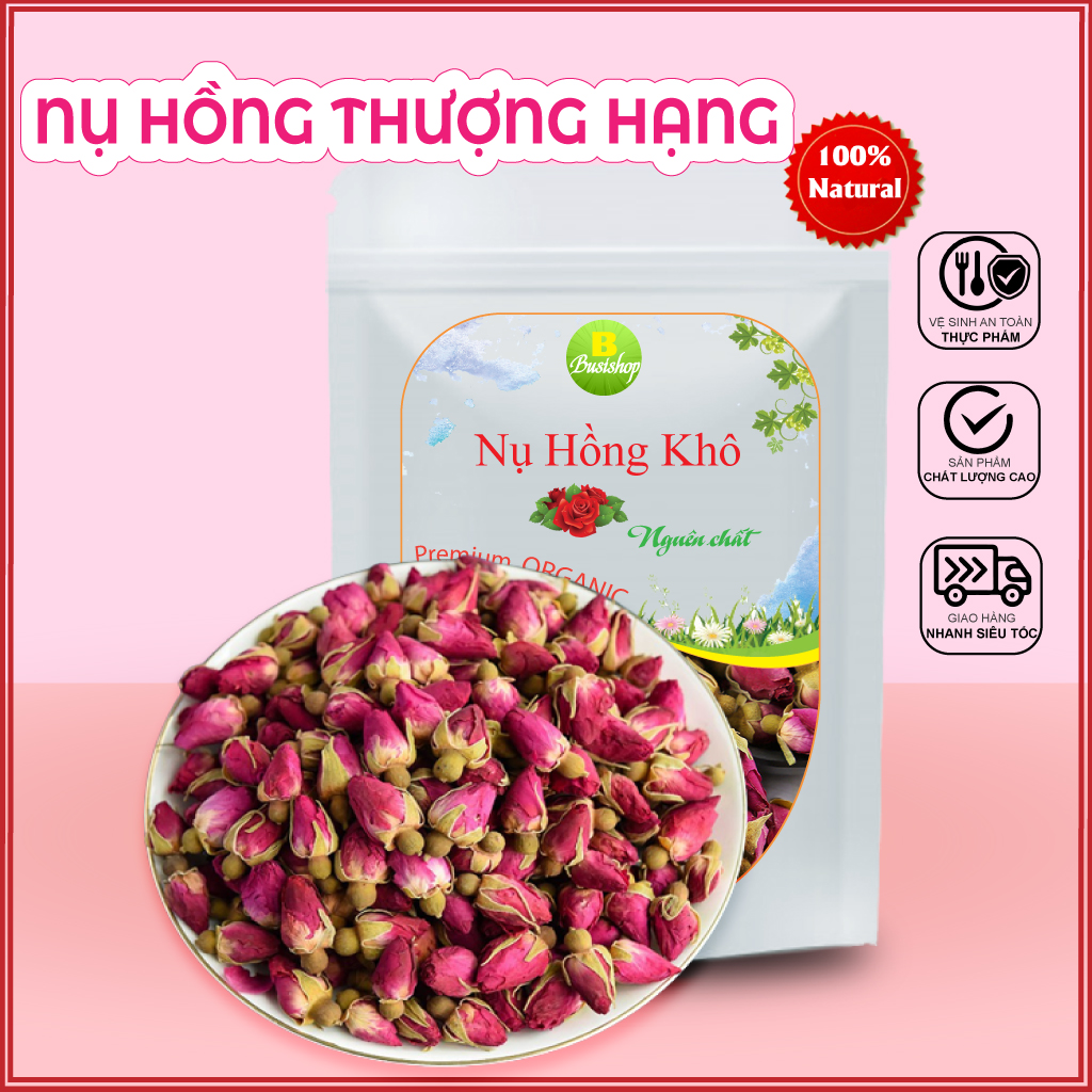 Nụ hoa hồng sấy khô 100g , Trà nụ hồng khô loại đẹp