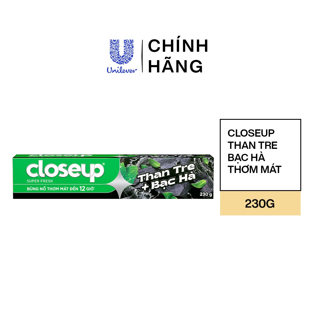 Kem Đánh Răng Closeup Giúp Làm Trắng Răng Tự Nhiên Sau 2 Tuần Với Chiết Xuất Than Hoạt Tính Và Bạc Hà 230G/Tuýp
