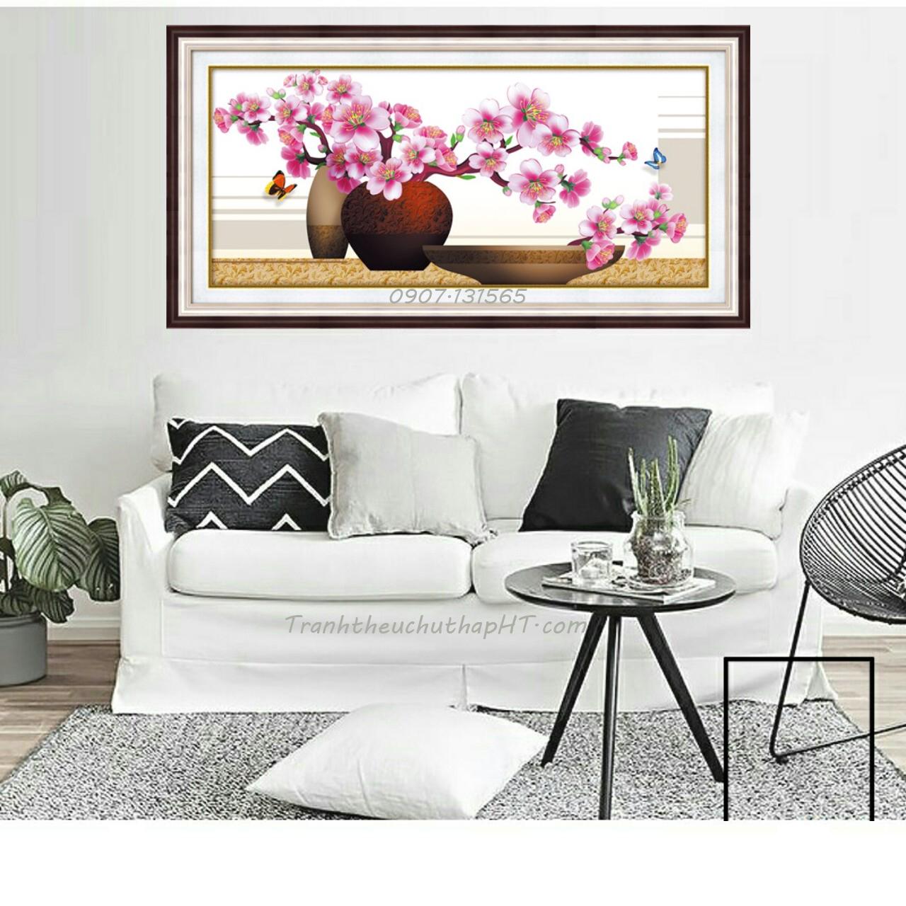 [HCM]Tranh đính đá Hoa đào khoe sắc DF2495 – Tự đính