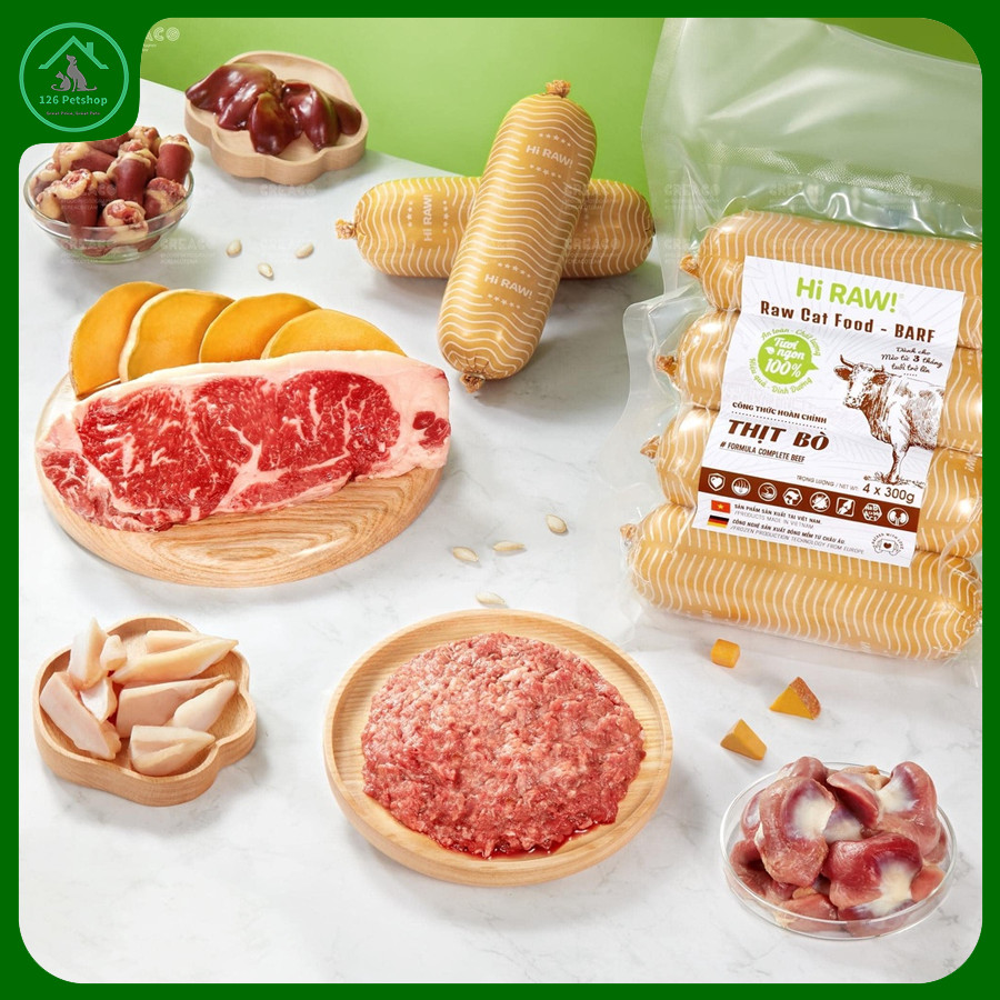 Raw food - vị thịt bò - barf - 300gr