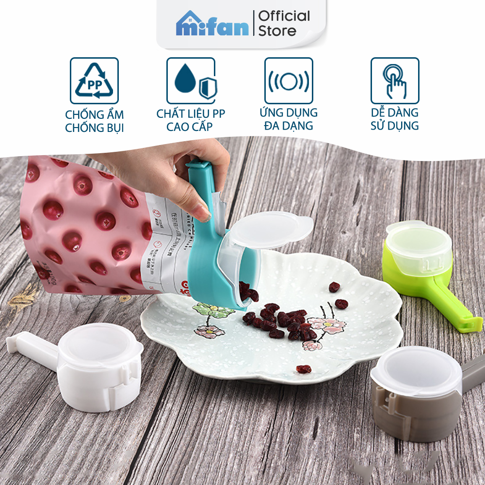 Nắp Kẹp Miệng Túi Thực Phẩm - Nắp Mở Tiện Lợi, Chống Ẩm, Chống Mốc, Bảo Quản Đồ Ăn, Đường, Sữa, Snack