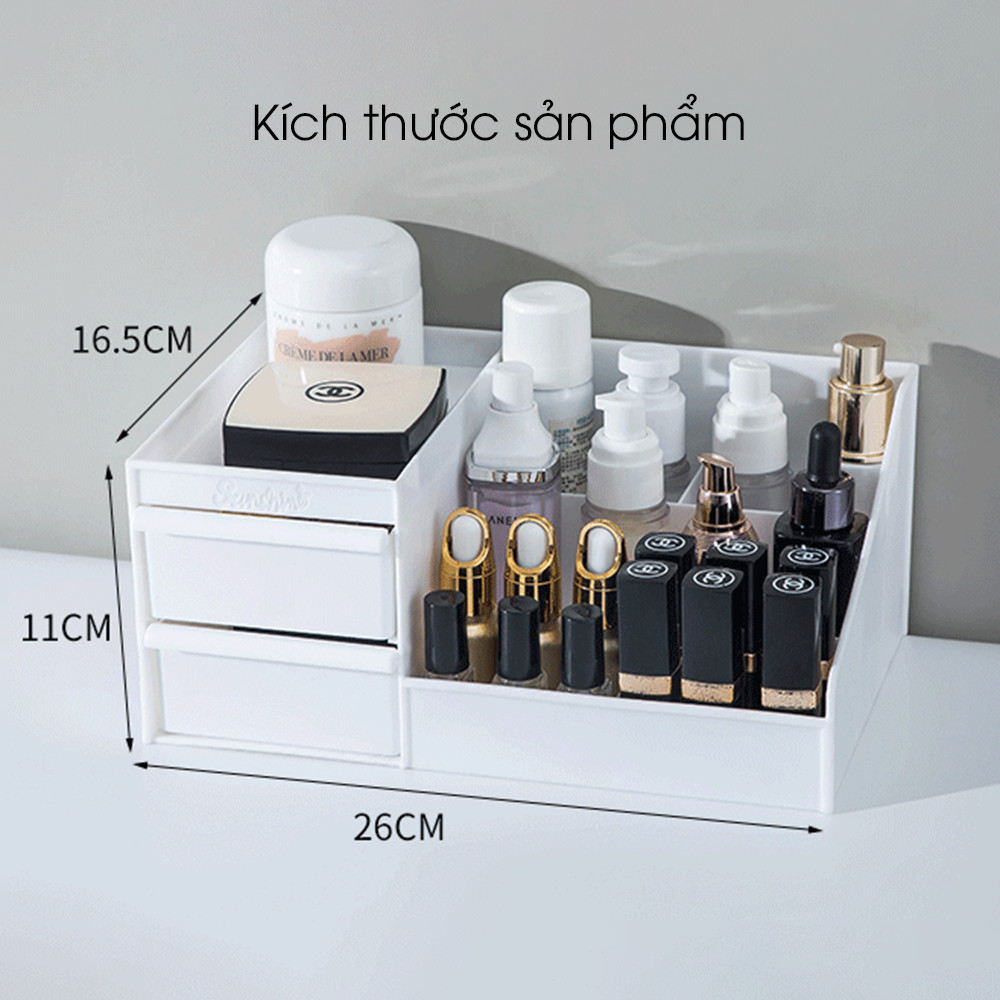 kệ đựng mỹ phẩm nhiều khay để bàn trang điểm, hộp đựng đồ trang điểm makeup bằng nhựa cao cấp GD17