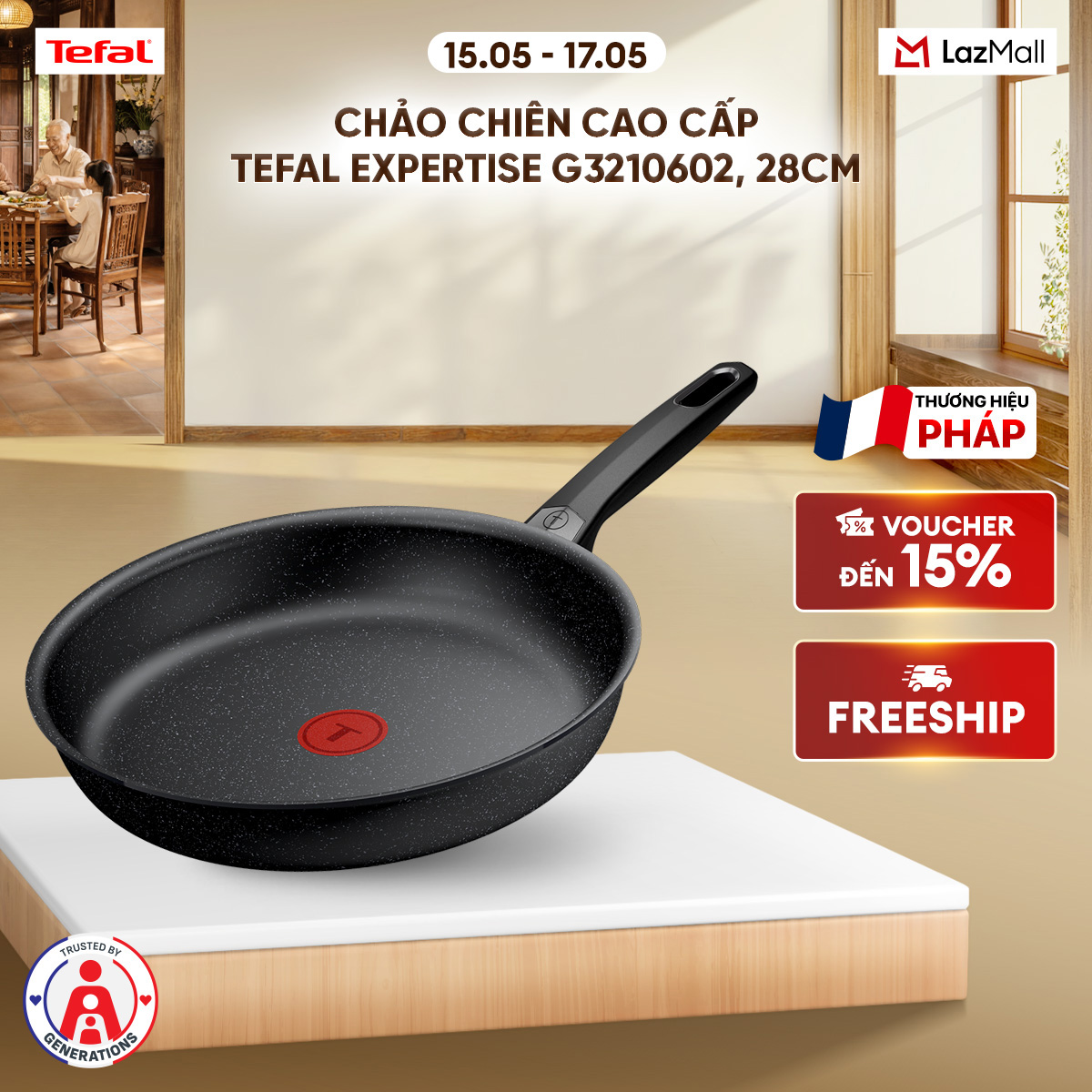 Chảo chiên cao cấp Tefal Expertise G3210602, 28cm