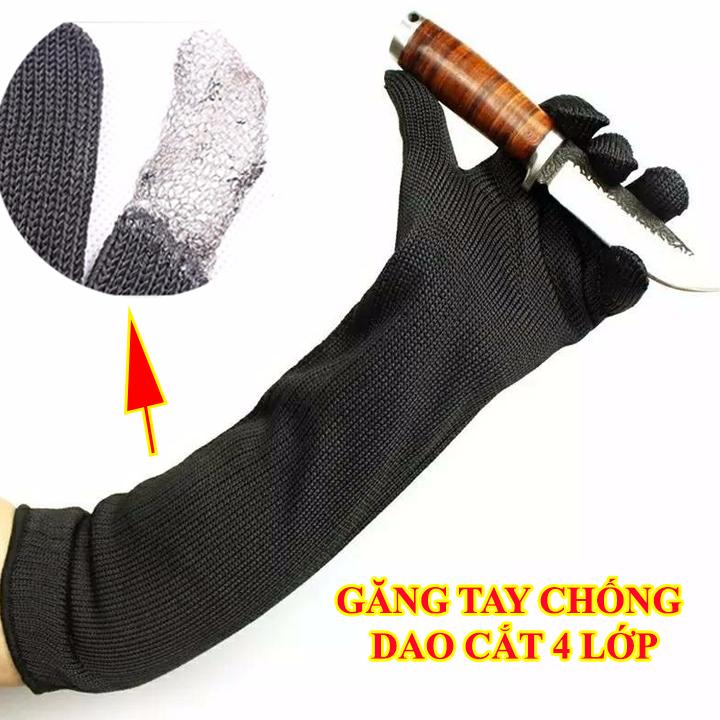 Găng tay chống dao cắt bảo vệ tay bằng sợi thép chống rỉ loại Dài Tay