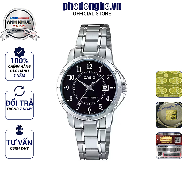 Đồng hồ nữ dây kim loại casio anh khuê ltp-v004d-1budf