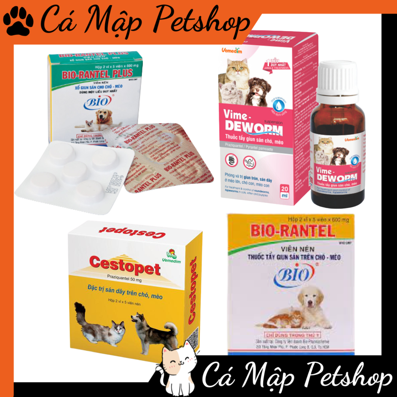 Thuốc sổ giun cho chó mèo Bio, Tẩy giun cho chó mèo Vemedim