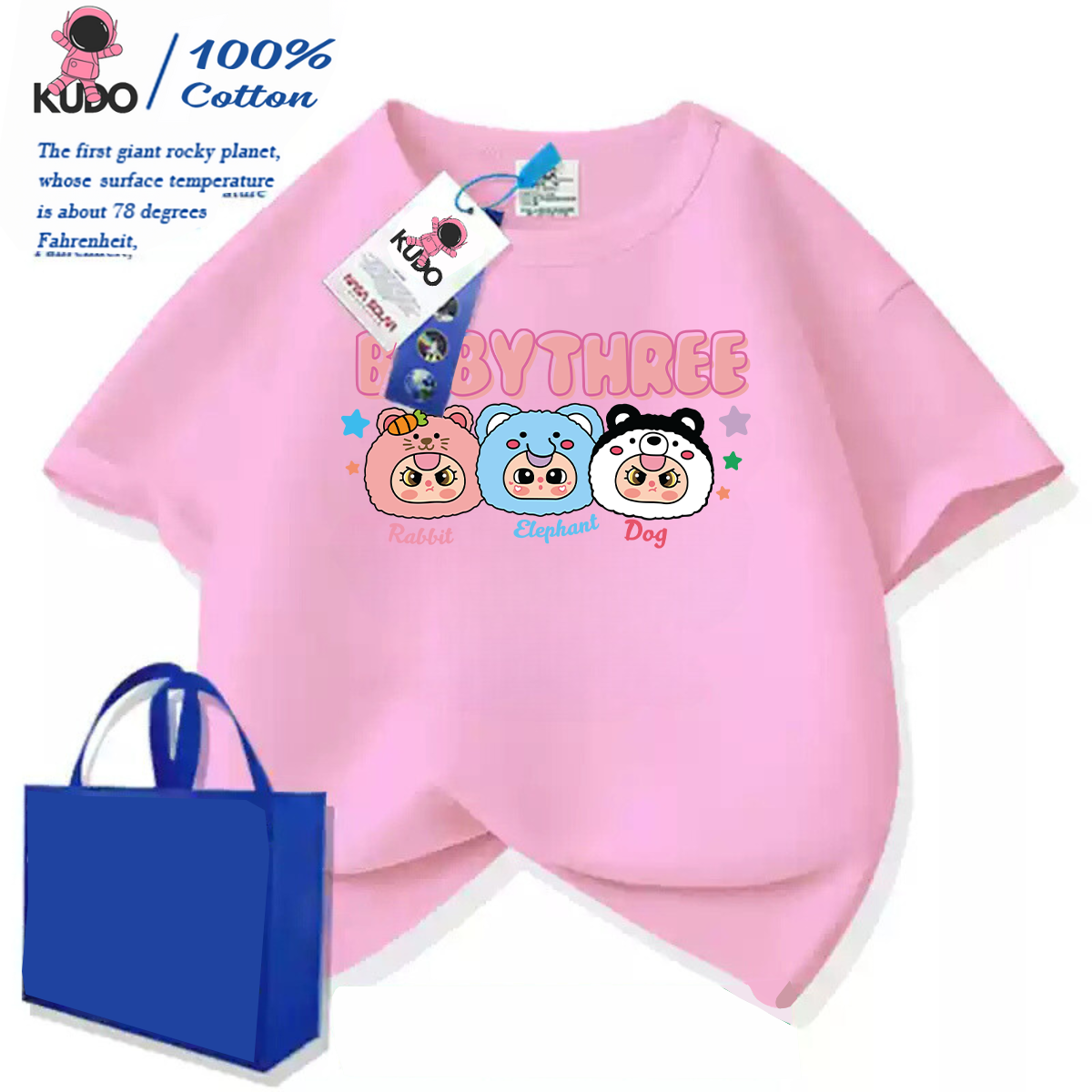 Áo thun cho bé KUDO size 10 - 40 kg họa tiết baby three dễ thương chất vải 100% cotton tự nhiên co dãn 4 chiều siêu thoáng khí tránh hầm bí, bst baby three 03 - 4
