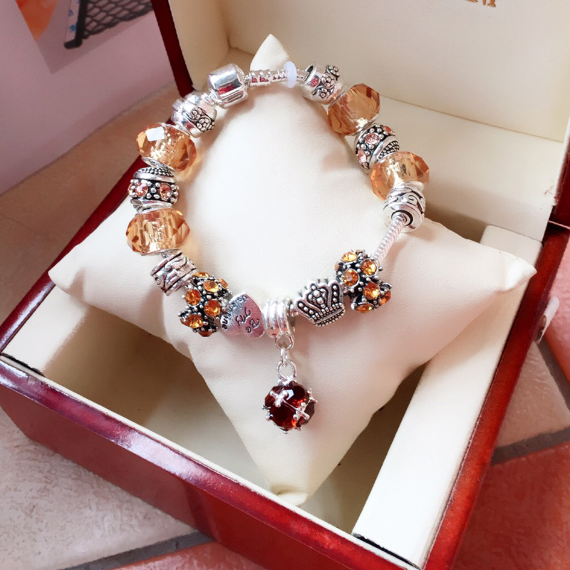 Charm phong thủy bạc màu vàng mệnh Hỏa, Thổ cho nam nữ hạt tròn cá tính