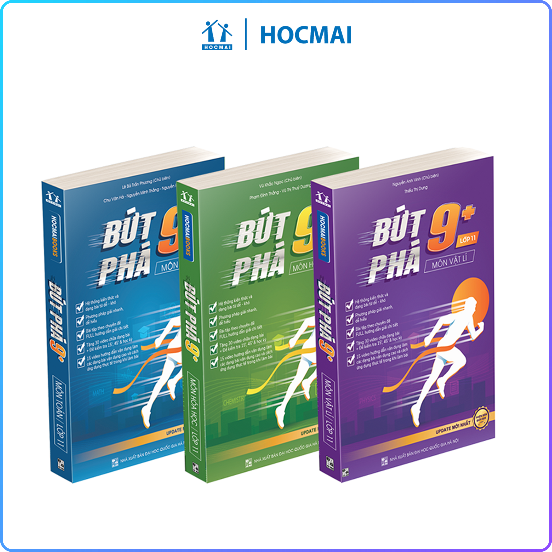 Combo 3 cuốn sách bứt phá 9+ lớp 11 môn toán, lí, hóa