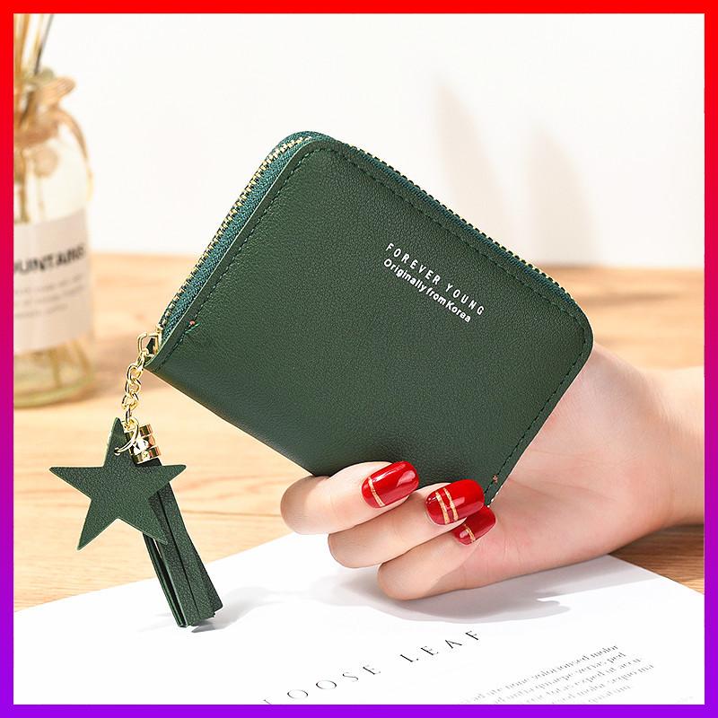 [HCM]Ví da cầm tay nữ Forever Young mini YOUNGKIM BG - phối dây tua rua - NHShop