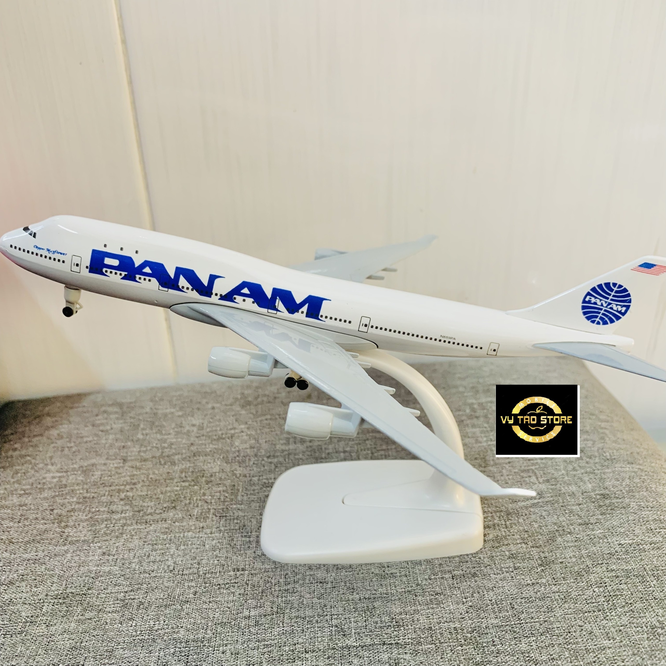Mô hình máy bay 20cm có bánh xe tỉ lệ chuẩn đẹp, mô hình máy bay kim loại panam