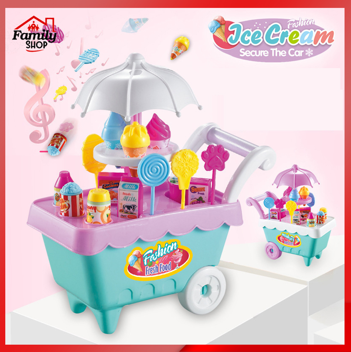 Bộ đồ chơi xe kem Mini siêu cute cho bé gái