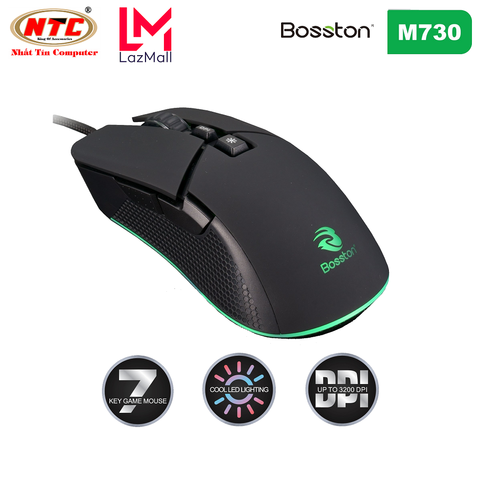 Chuột Gaming 7D Bosston M730 DPI 3200 - Led cực đẹp (Đen) - Nhat Tin Authorised Store