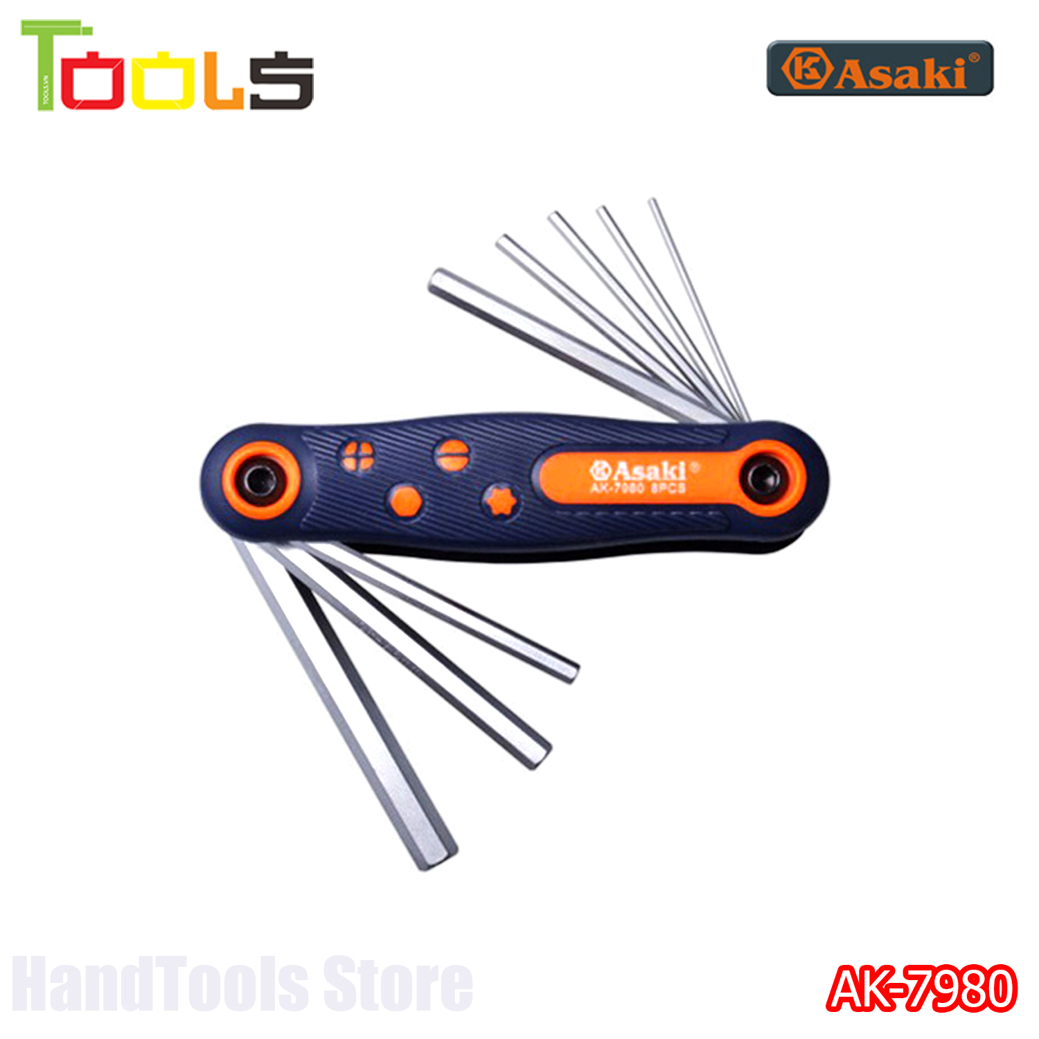Bộ lục giác gập 8 chi tiết asaki ak-7980
