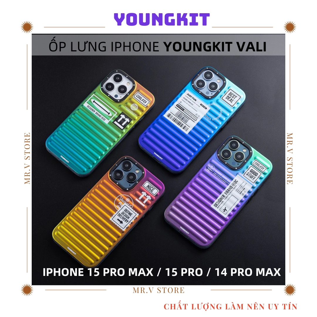 Ốp lưng Aurora đổi màu chống sốc cho iPhone 15 Pro Max / 15 Pro / 14 Pro Max hiệu Youngkit VALI phối màu cá tính chống sốc va đập, túi khí tản lực