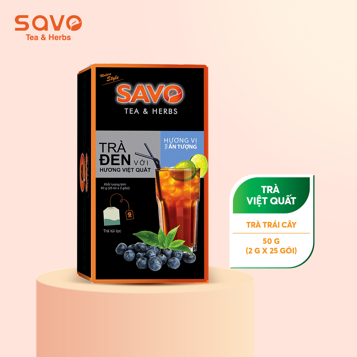 Trà savo việt quất - hộp 25 gói x 2g