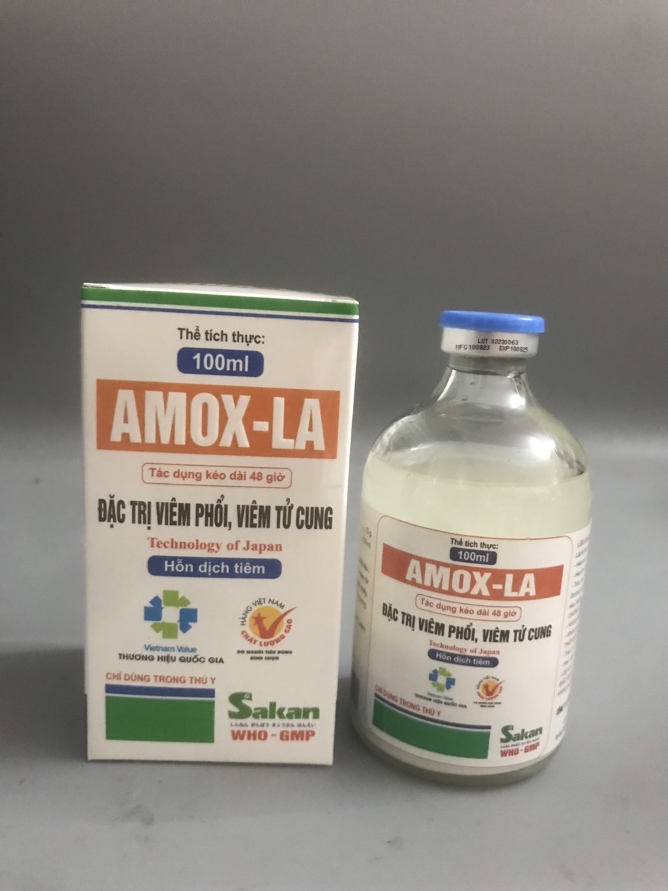 Thuốc thú y, Amox LA/ Amox-LA 100ml Sakan dùng cho chó, mèo, lợn, gia súc khác