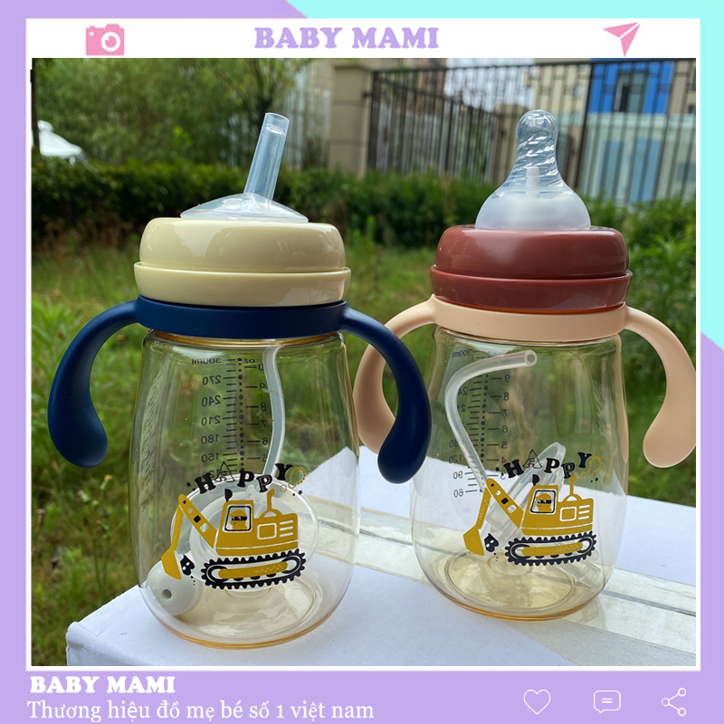 Bình Sữa Cho Bé Sơ Sinh Đầu Hút Núm Ti Và Đầu Hút Mỏ Vịt Siêu Cute Bình Sữa Cổ Rộng Chịu Nhiệt Tốt An Toàn Cho Bé