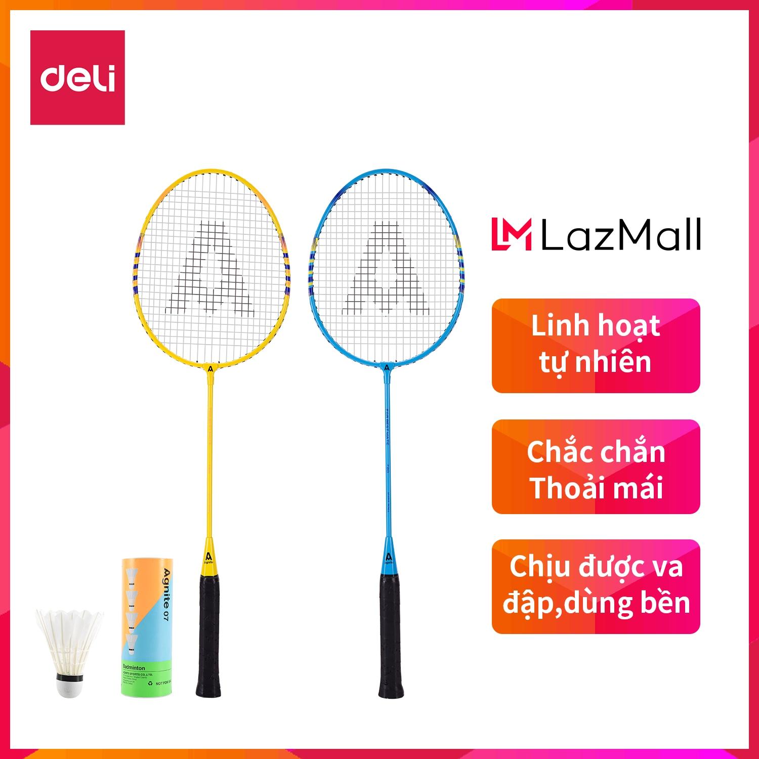 Deli vợt cầu lông gồm 2 vợt+bao đựng vợt+3 quả cầu xanh,vàng - 1 bộ wf2101