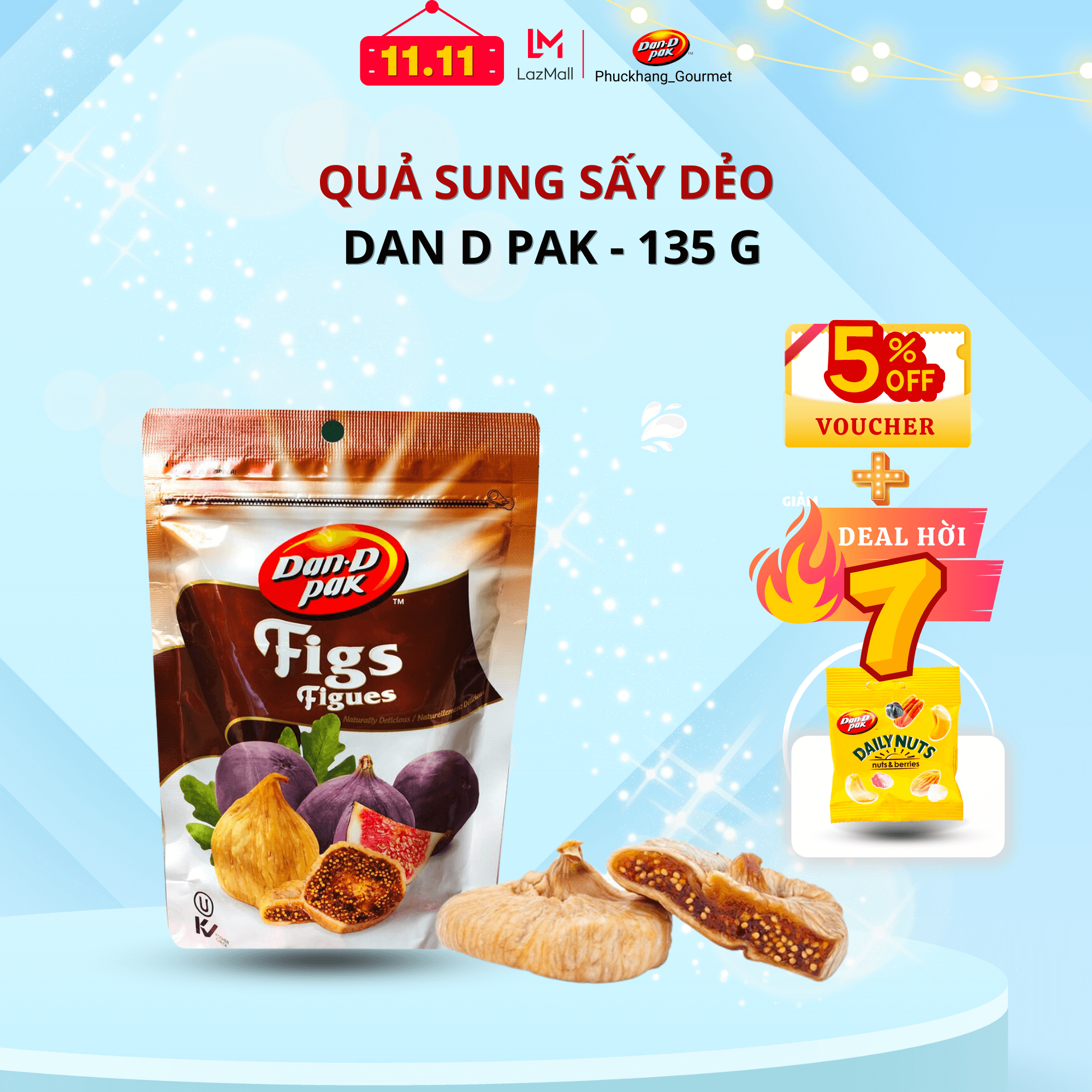 Sung sấy Thổ Nhĩ Kỳ Dan D Pak 135gr, tiêu chuẩn quốc tế, phù hợp chế độ ăn kiêng, tốt cho sức khoẻ
