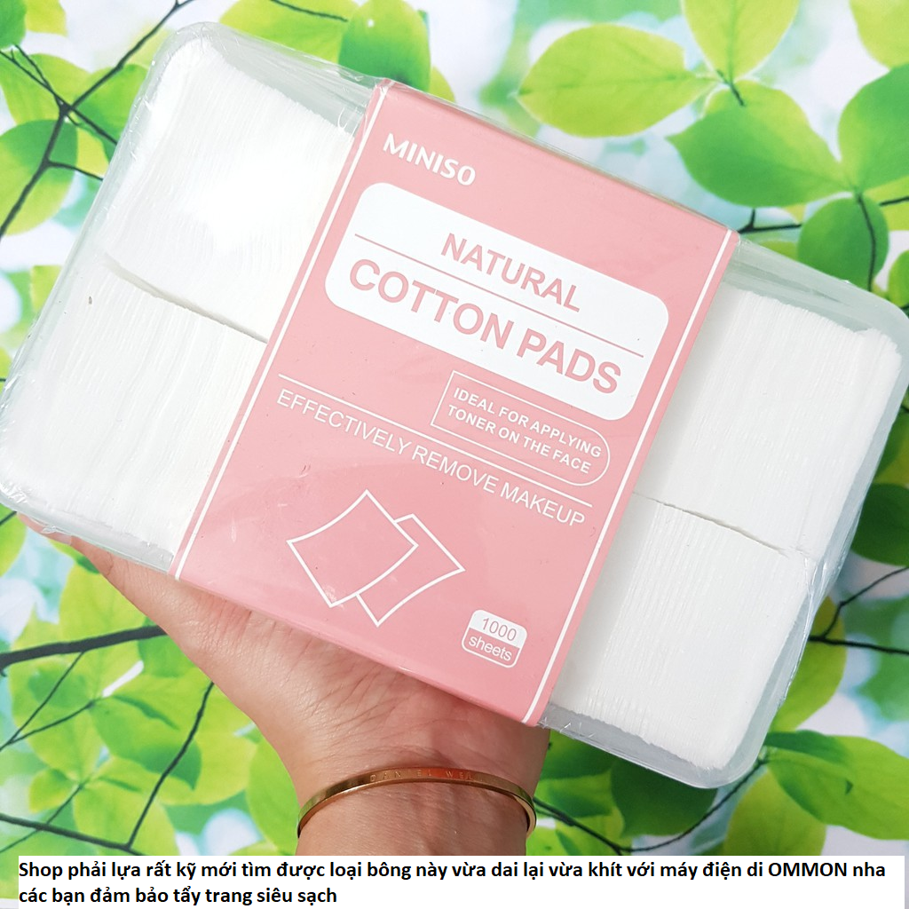 Bông tẩy trang MINISO 1000 miếng loại mỏng dai mềm mịn phù hợp với máy điện di OMMON