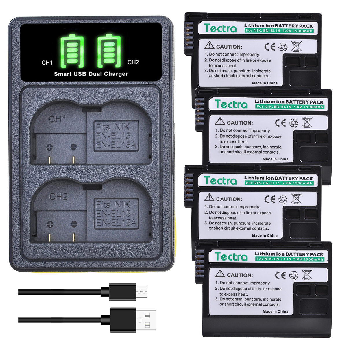1900mAh EN-EL15 EN-EL15A pin Led sạc kép cho Nikon D600 D610 D750 D800 D810 D850 D7000 D7100 D7200 1 V1
